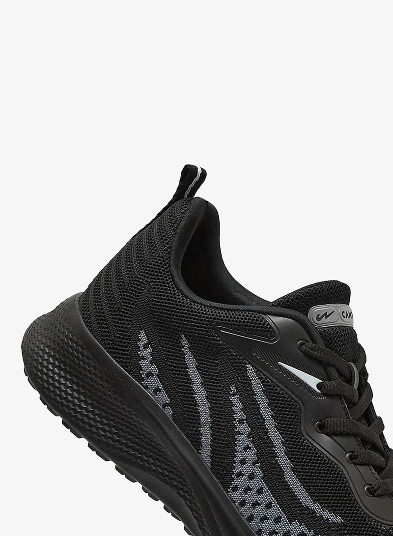Campus Black Men Reed Memory Foam Lace-Up Running Shoes-Black for Men | Best Price UAE