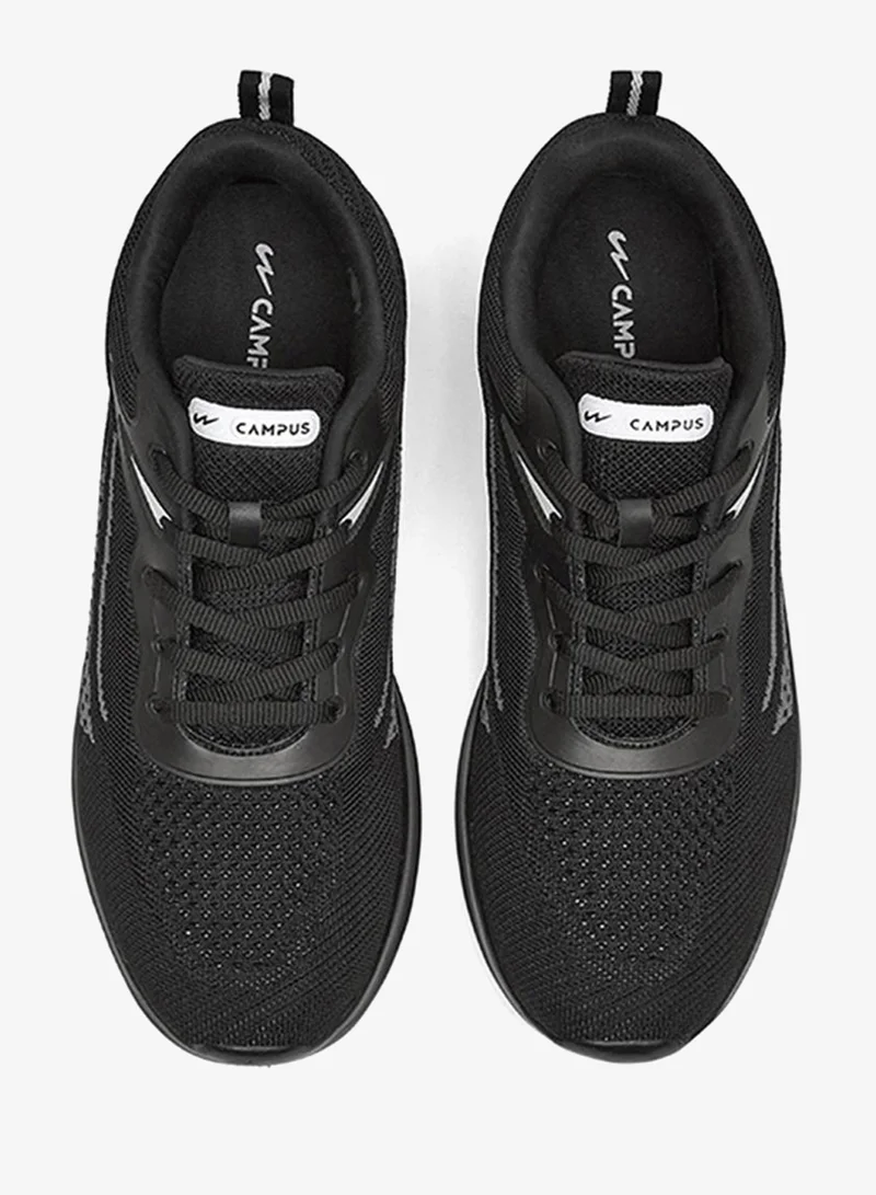 Campus Men Reed Memory Foam Lace-Up Running Shoes-Black