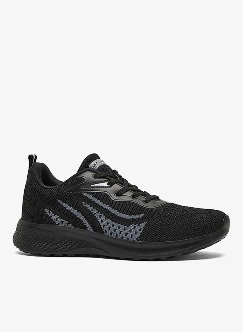Campus Men Reed Memory Foam Lace-Up Running Shoes-Black