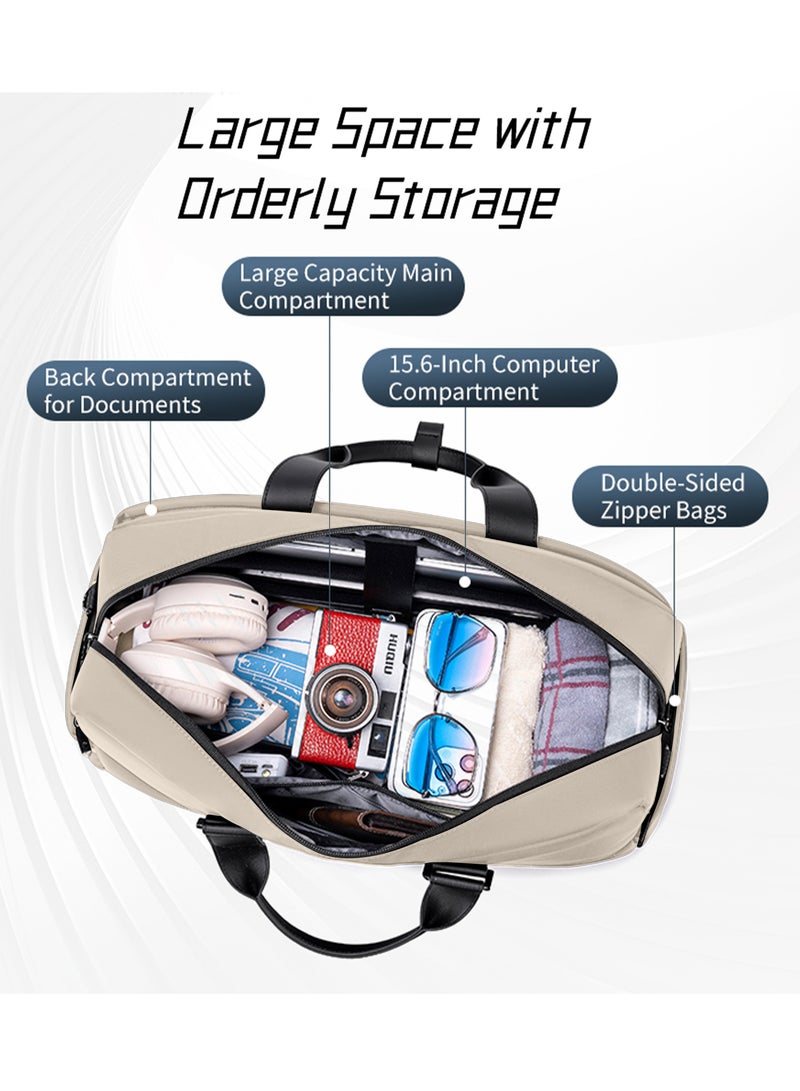 ARCTIC HUNTER Unisex Premium Duffel Bag 27L Water Resistant Large Capacity Weekender Bag with Multiple Compartment for Men and Women, LXB00842 - Khaki - Image 3