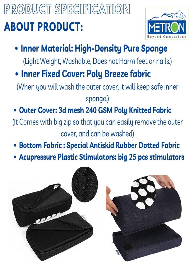 Metron Foot Rest for Under Desk at Work - Adjustable (Two Heights) With Acupressure Stimulators | Foot Rest for Office Chair & Gaming Chair - Ergonomic Design for Back & Hip Pain Relief (Black) - Image 4