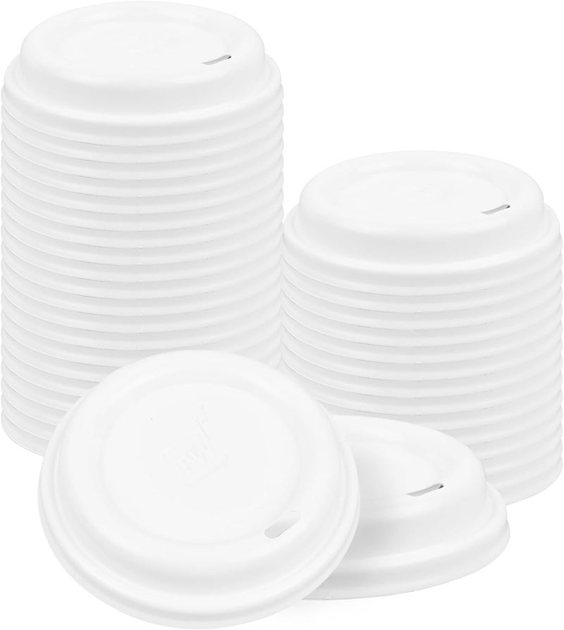 Restaurantware Restpresso 3.6 Inch Coffee Cup Lids, 25 Leak-Resistant Coffee Lids - Fits 8, 12, 16, And 20 Ounce Cups, Elevated Drinking Spout, White Plastic Hot Cup Lids, Vented, Recyclable - - Image 1