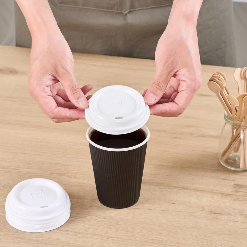 Restaurantware Restpresso 3.6 Inch Coffee Cup Lids, 25 Leak-Resistant Coffee Lids - Fits 8, 12, 16, And 20 Ounce Cups, Elevated Drinking Spout, White Plastic Hot Cup Lids, Vented, Recyclable - - Image 5
