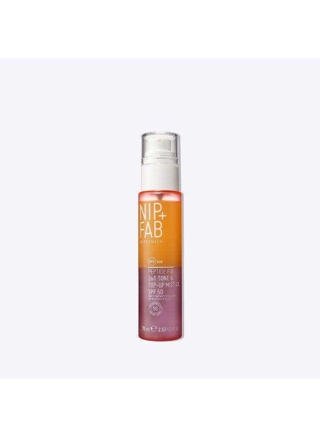 NIP+FAB Peptide Fix 2-in-1 SPF 50 Tone + Top-Up Mist 75ml - Image 1