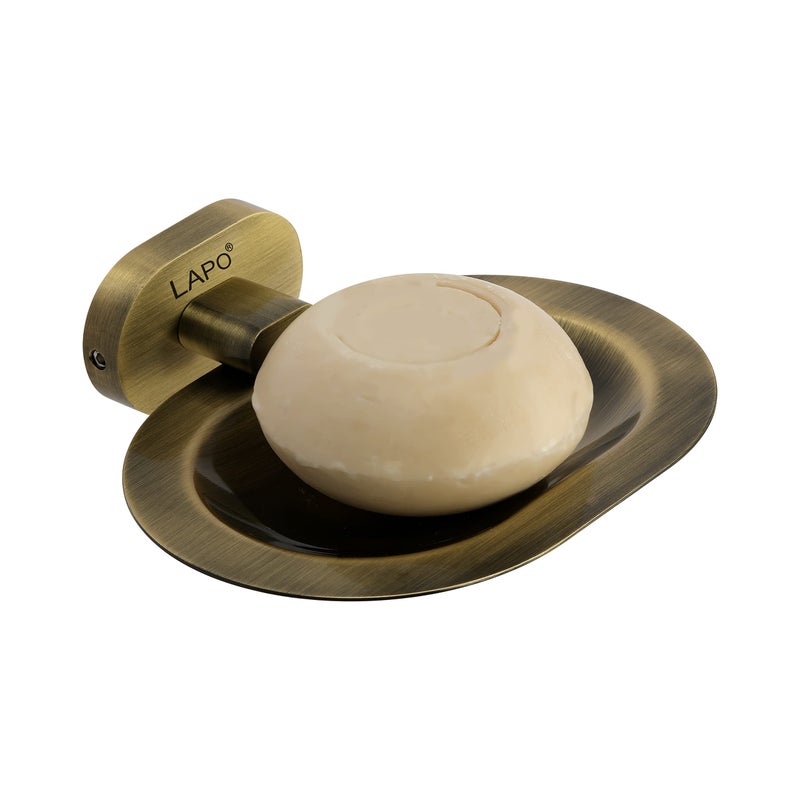 LAPO Kik Single Soap Holder Stand - Rust-Resistant, Wall-Mounted Soap Dish with Drain Tray, 304 Stainless Steel, Antique Finish, for Bathroom, Kitchen & Wash Basin - Pack of 1 - Image 3