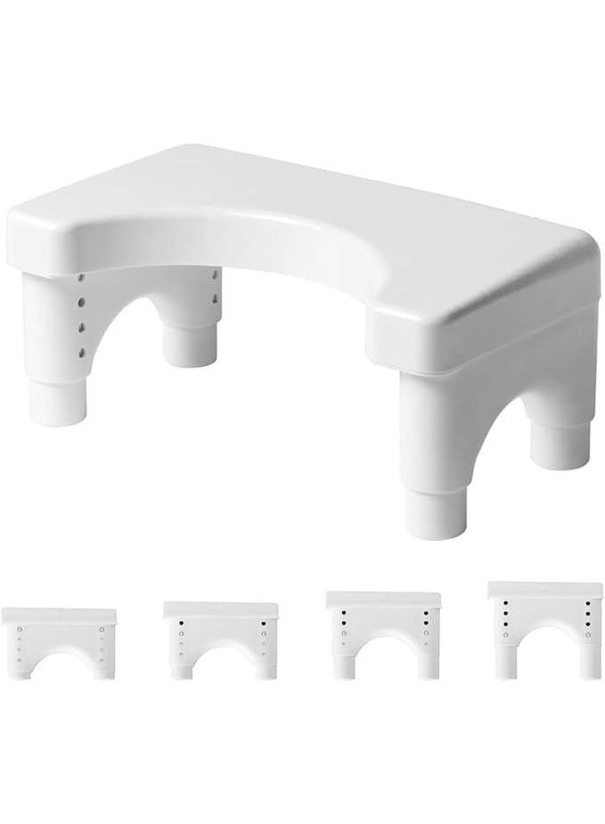 Toilet Stool for Adults, Non-Slip Plastic Potty Stool Squatting, Adjustable Bathroom Squat Stool, 35° Healthy Defecation Position, Anti-Slip Plastic Feet, White - Image 1