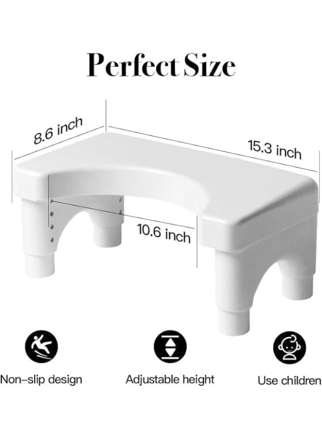 Toilet Stool for Adults, Non-Slip Plastic Potty Stool Squatting, Adjustable Bathroom Squat Stool, 35° Healthy Defecation Position, Anti-Slip Plastic Feet, White - Image 2