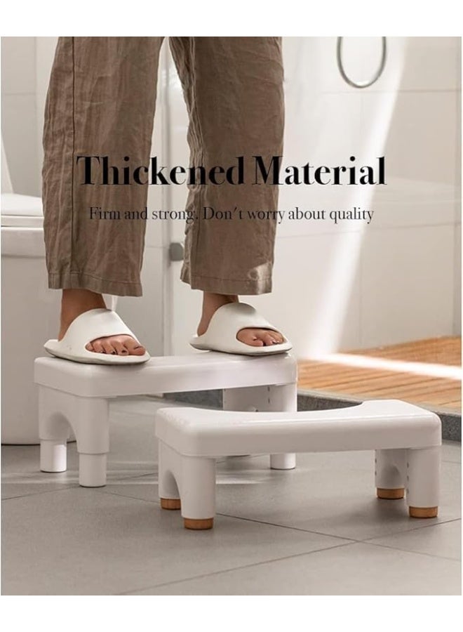 Toilet Stool for Adults, Non-Slip Plastic Potty Stool Squatting, Adjustable Bathroom Squat Stool, 35° Healthy Defecation Position, Anti-Slip Plastic Feet, White - Image 4