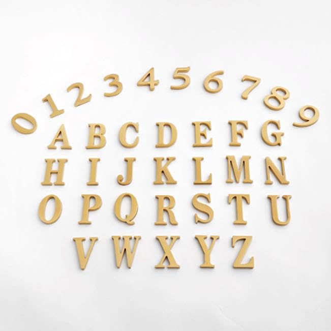 BWRMHME 1.77 Inch Height Self Adhesive Solid Brass English Letters 4.5CM Wall sticker Gold Mail Box Numbers House Address Numbers Shop Studio Name DIY Combination For Wall Home Decor Hardware (Letter F) - Image 5