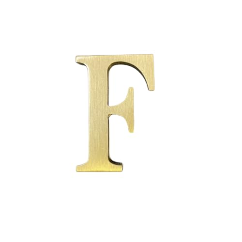 BWRMHME 1.77 Inch Height Self Adhesive Solid Brass English Letters 4.5CM Wall sticker Gold Mail Box Numbers House Address Numbers Shop Studio Name DIY Combination For Wall Home Decor Hardware (Letter F) - Image 1