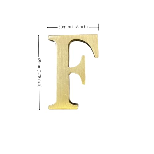 BWRMHME 1.77 Inch Height Self Adhesive Solid Brass English Letters 4.5CM Wall sticker Gold Mail Box Numbers House Address Numbers Shop Studio Name DIY Combination For Wall Home Decor Hardware (Letter F) - Image 3