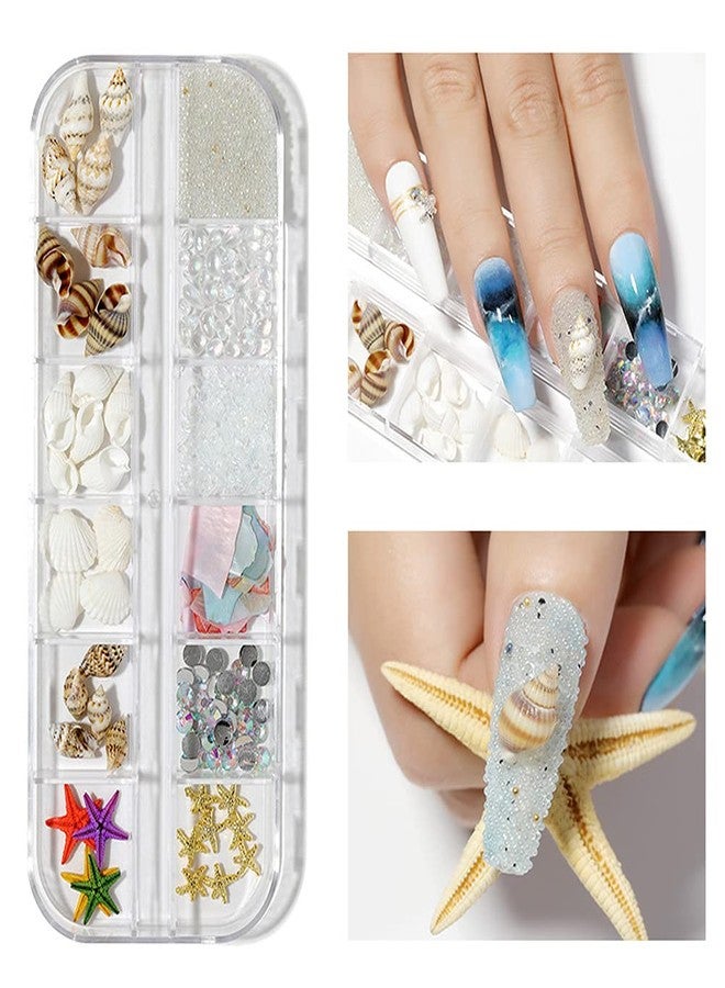 تينسيري علبتان من زينة فن الأظافر ثلاثية الأبعاد بأشكال متنوعة، تتضمن أصداف المحيط ونجم البحر والمحار، بالإضافة إلى دبابيس أظافر من سلسلة البحر، ومسامير تزيين الأظافر، ودلايات لتزيين الأظافر بنفسك. - Image 3