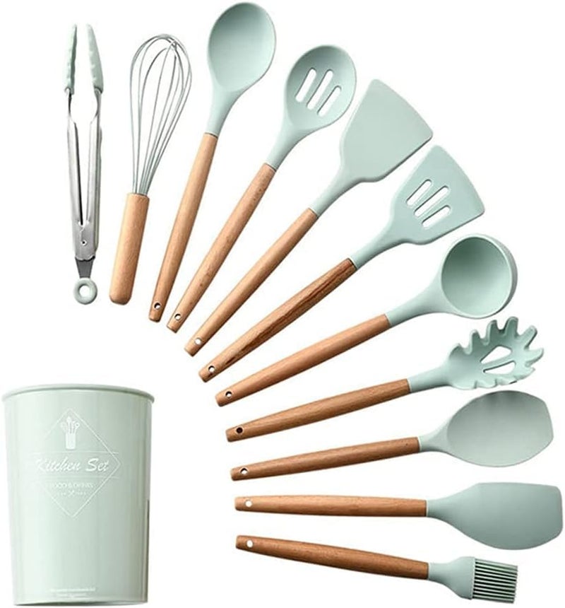 Hexwell 12pcs Silicone Spatula Set Heat Resistant NonStick Kitchen Utensils for Baking Cooking and Mixing BPAFree Dishwasher Safe Durable Silicone Utensils - Image 1