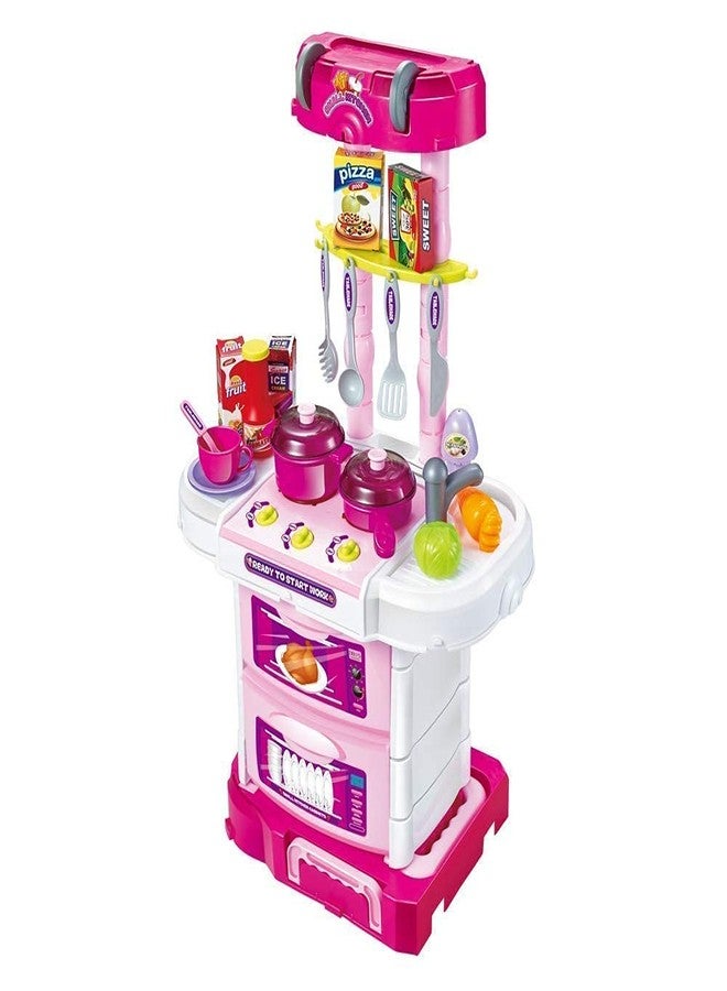Rahasya Enterprise Little Chef Kids Kitchen Play Set with Light & Sound Cooking Kitchen Set Play Toy (Big Size Musical Kitchen Set [White] - Image 4