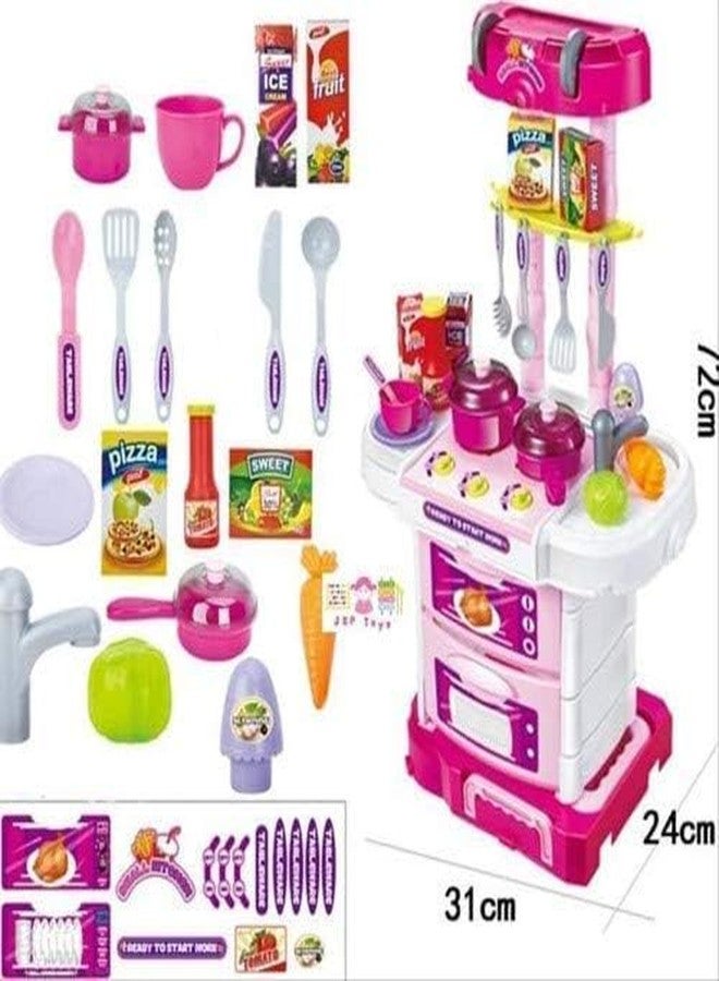 Rahasya Enterprise Little Chef Kids Kitchen Play Set with Light & Sound Cooking Kitchen Set Play Toy (Big Size Musical Kitchen Set [White] - Image 2