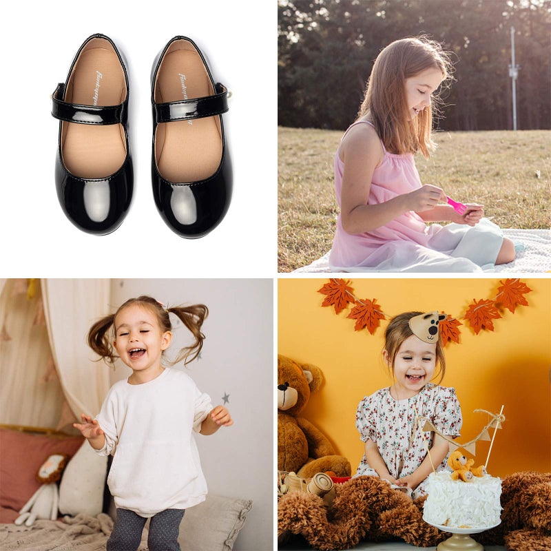 FUNKYMONKEY Toddler/Little Girl Mary Jane Dress Shoes Casual Slip on Ballet Flat (9 Toddler, Black) - Image 5