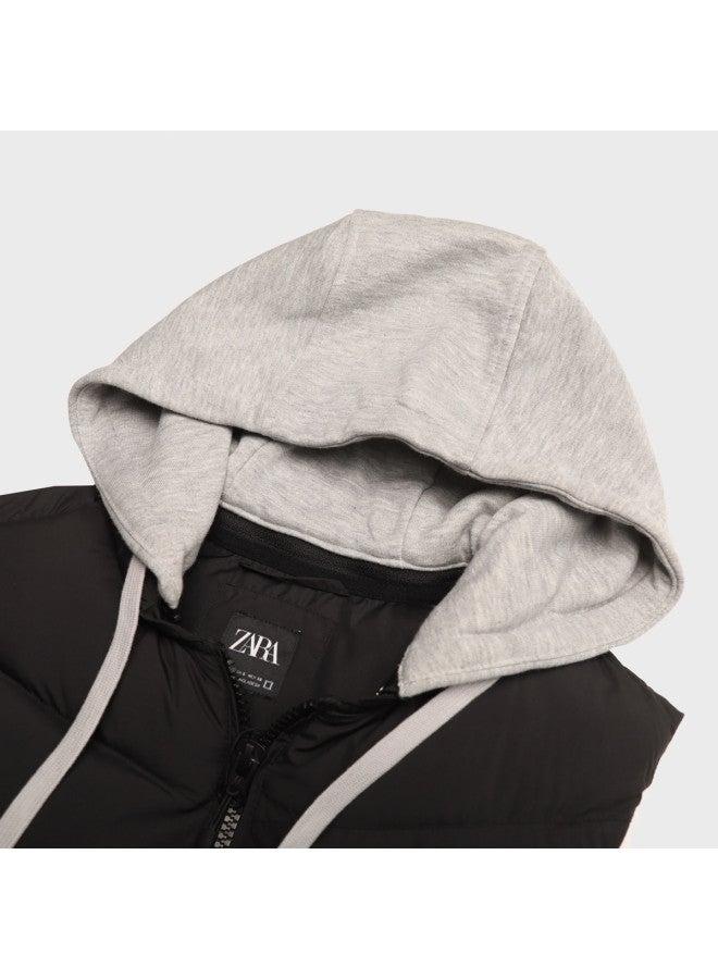 Zara men's Warm Color-blocked Sporty Casual Versatile Detachable Hooded Padded Vest - Image 4