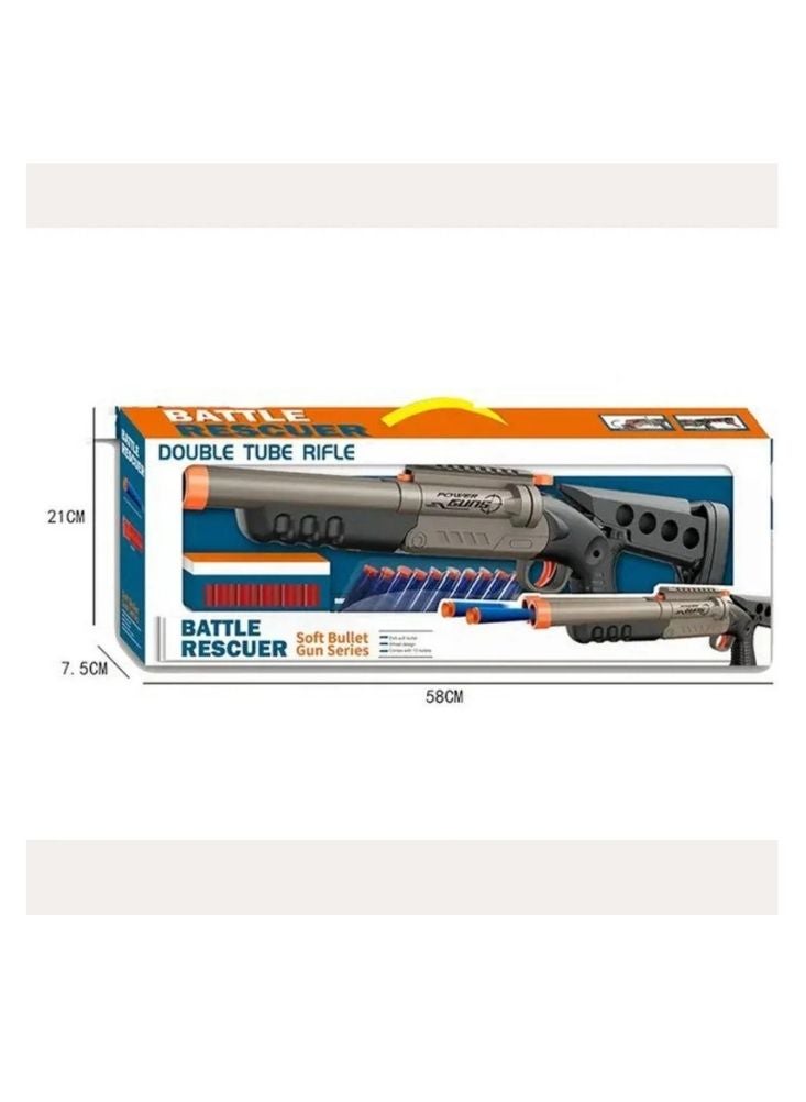بندقية باتل ريسر مزدوجة الأنبوب – مسدس رصاص ناعم للأطفال.