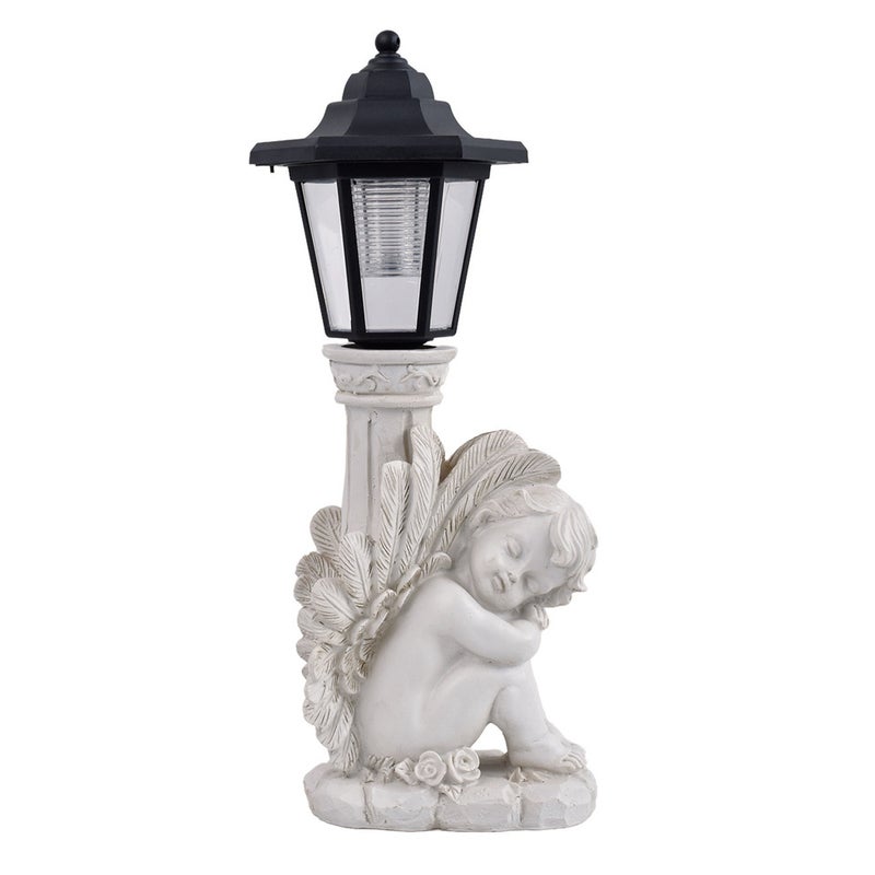Creative Ancient Roman Column Leaning Angel Solar Outdoor Light European Resin Garden Statue Lamp - Image 5