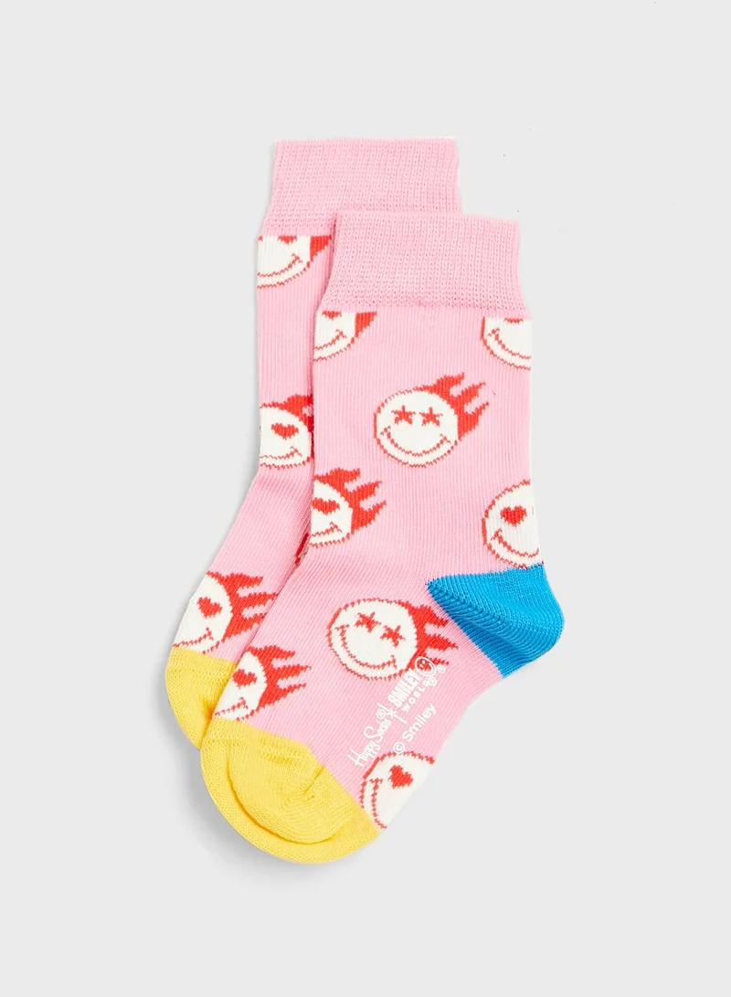Happy Socks Kids Flaming Smileyworld Socks