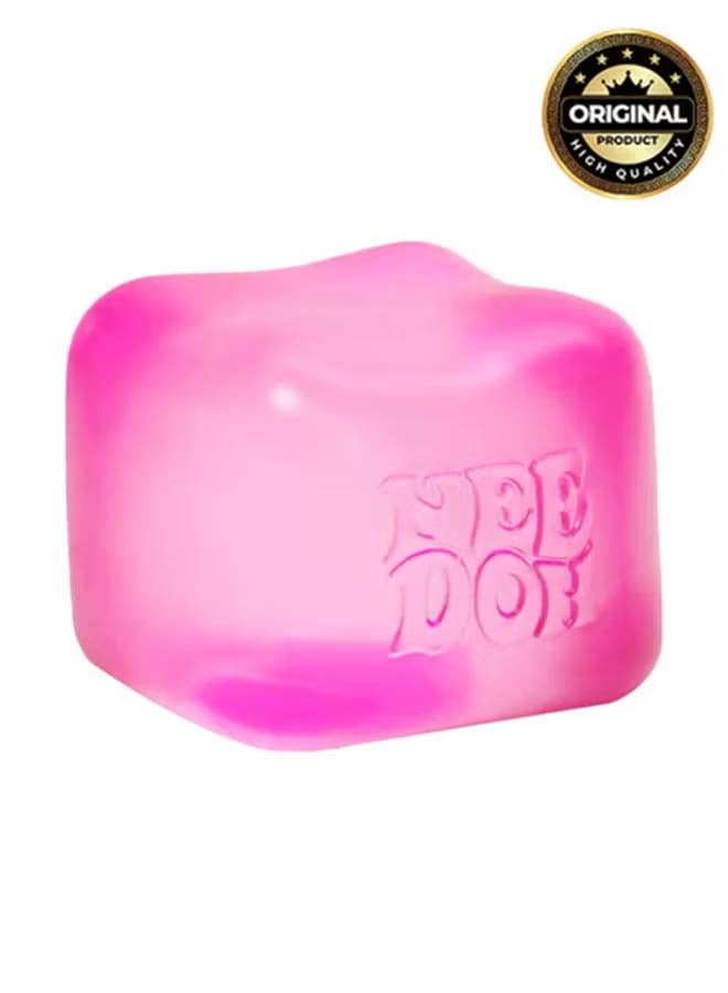سكايلينغ NeeDoh Nice Cube Sensory Squeeze Toy, Super Solid Squish Stress Relief Cube, Returns to Shape for Endless Fidget Fun, Soft & Durable, 2.25 Inch Pink Cube - Image 1