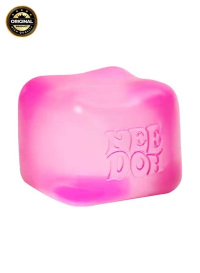 Schylling NeeDoh Nice Cube Sensory Squeeze Toy, Super Solid Squish Stress Relief Cube, Returns to Shape, Store in Cool Area, 2.25 Inch Pink Cube