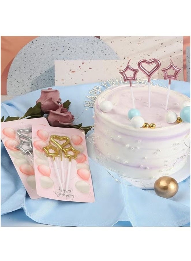 12 Piece Heart And Star Shaped Birthday Cake Candle Set With Four Different Colors And Two Styles Candle Decorations For Birthdays Wedding Anniversaries  - Image 3