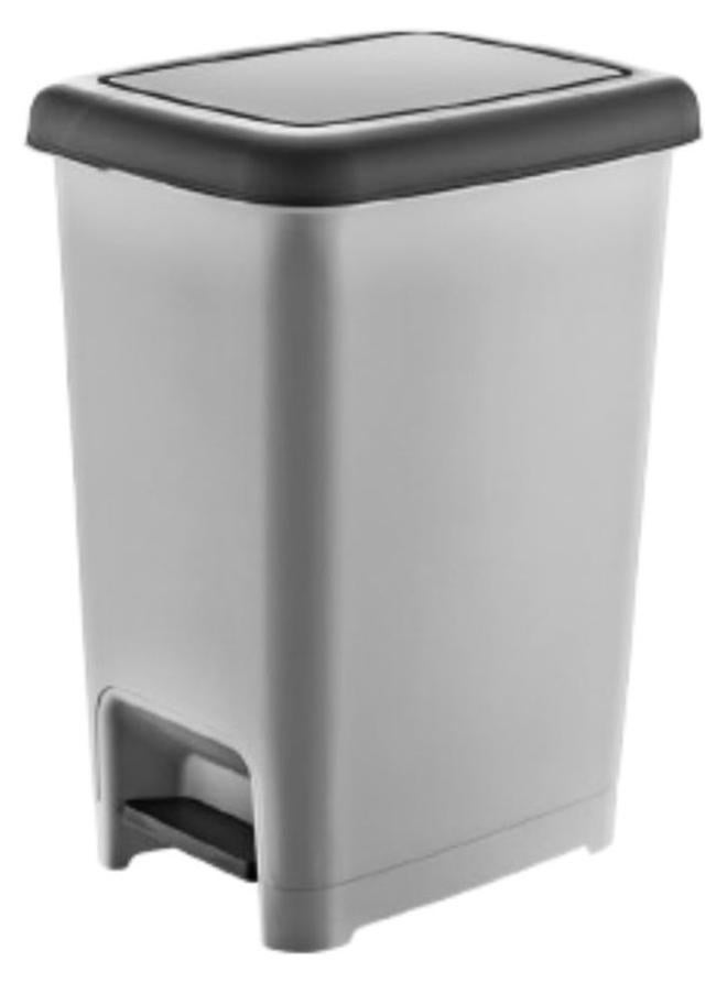 Dunya Slim Rectangular Basket, Plastic Dustbin Trash Can With Pedal For Office, Home, Bathroom, Restaurant, Kitchen, Bedroom 15 liters -Gray - Image 1