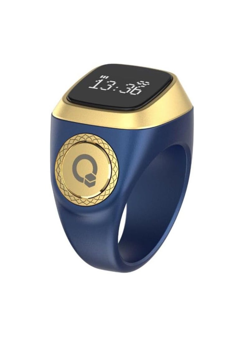 إيكيبلا حلقة تسبيح ذكر ذكية، شاشة واسعة، بطارية احتياطية قوية، شاشة OLED، تطبيق حلقة ذكية تعمل بتقنية تذكير الصلاة، بلاستيك 20 ملم، حلقة نوفا زرقاء - Image 1