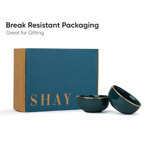 Shay Ceramic Veg Bowls Set of 6 for Dinner, 180ml, 6 Pieces - Teal Gold | Katori | Glossy Finish | Ceramic Bowls Set of 6 | Dessert Bowl Set | Ice Cream Bowls (Veg Bowl - Teal Gold) - Image 4