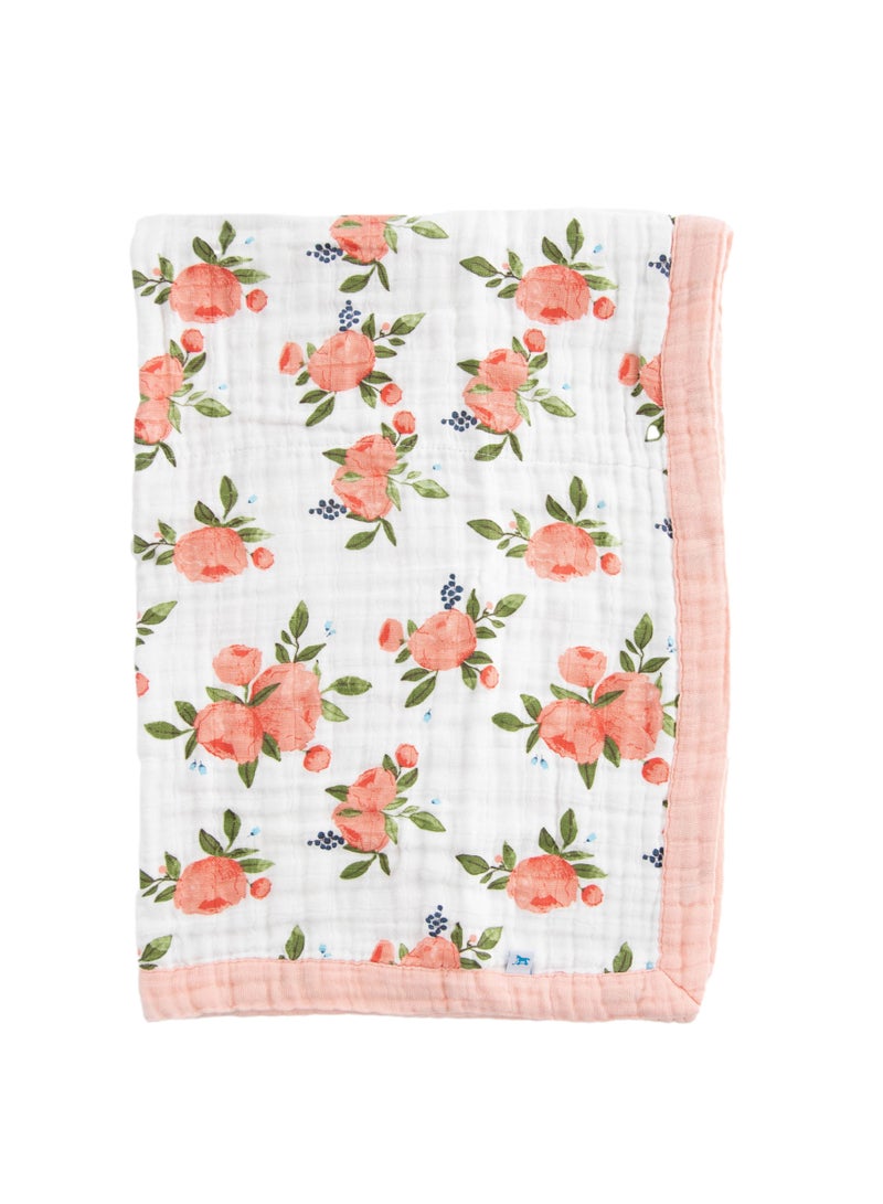 little unicorn Cotton Muslin Baby Blanket Watercolor Roses - Image 4