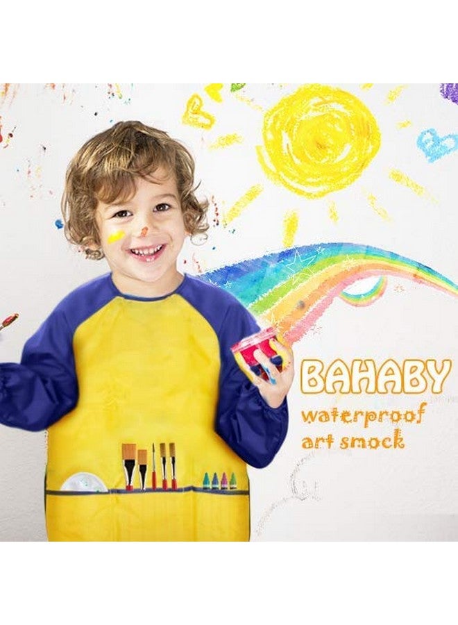 BAHABY Kids Art Smocks 2 Pack Painting Smock with Long Sleeve and 3 Pockets for Age 3-8 - Image 2