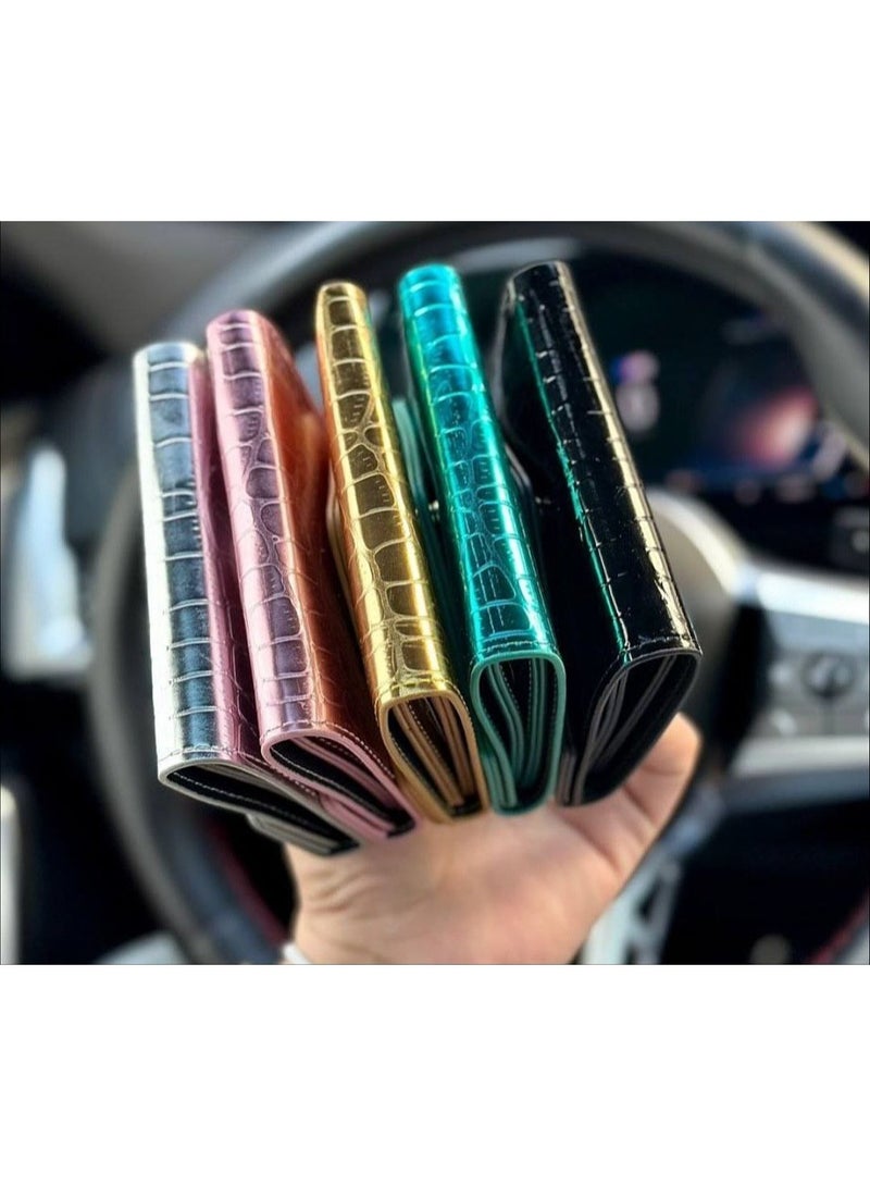 Women’s Small Shiny Lazar Leather Wallet - Image 4