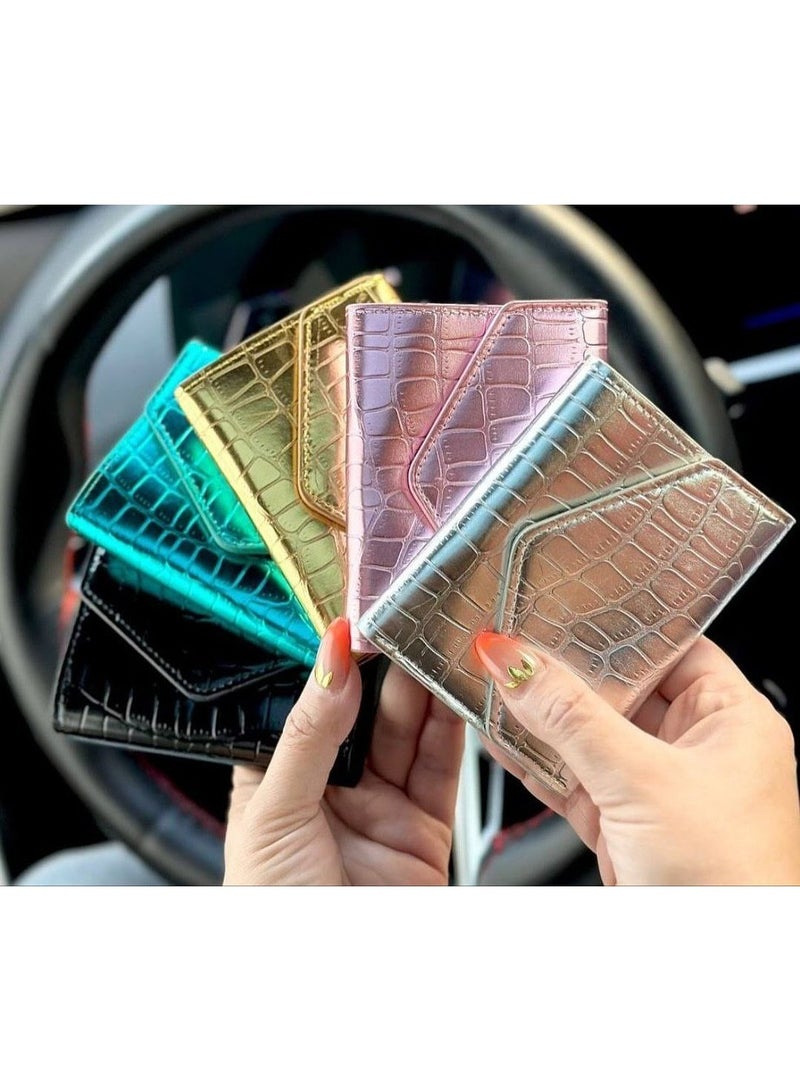 Women’s Small Shiny Lazar Leather Wallet - Image 5