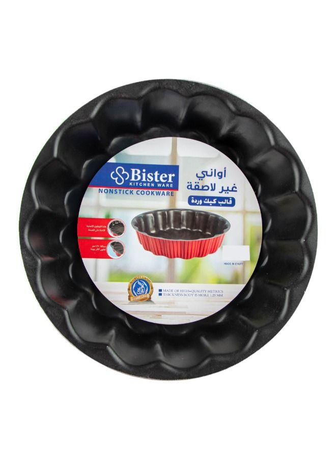 Bister Aluminium Striped Floral Layer Cake Mold with Non-Stick Teflon Coating – Dark Red, 24 x 12 x 8 cm - Image 2