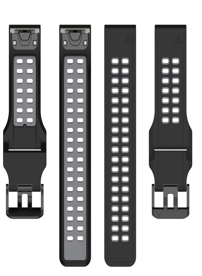 AWADUO Compatible for Garmin Fenix 7S/7S Solar/7S Sapphire Solar Watch Bands, 20mm Replacement Silicone Wrist Watch band Replacement for Garmin instinct 2S, Soft And Durable(Black+Gery) - Image 5