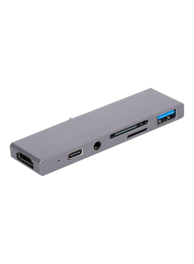 NIBEMINENT 6-In-1 USB-C Hub Adapter Grey - Image 1