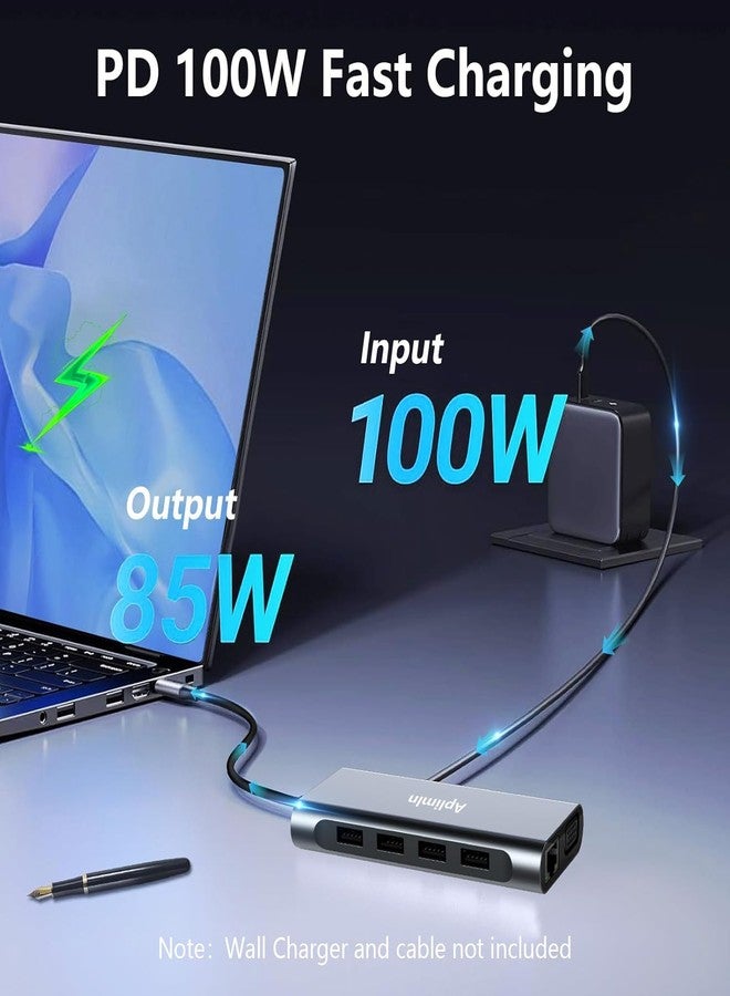 Aplimln USB C HUB, USB C Adapter 11 in 1 Dongle with 4K HDMI, VGA, Type C PD, USB3.0, RJ45 Ethernet, SD/TF Card Reader, 3.5mm Headphone Jack, Compatible with MacBook Pro/Air, Other Type C Laptops - Image 5