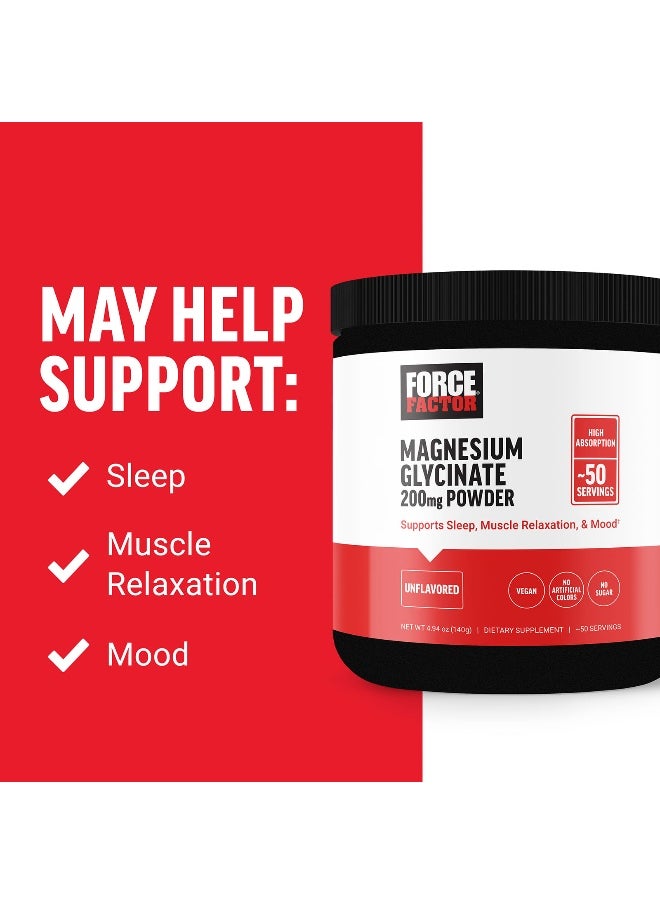 Force Factor Force Factor, Magnesium Glycinate Powder, Unflavored, 4.94 oz (140 g)  - Image 3
