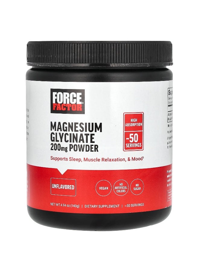 Force Factor Force Factor, Magnesium Glycinate Powder, Unflavored, 4.94 oz (140 g)  - Image 1
