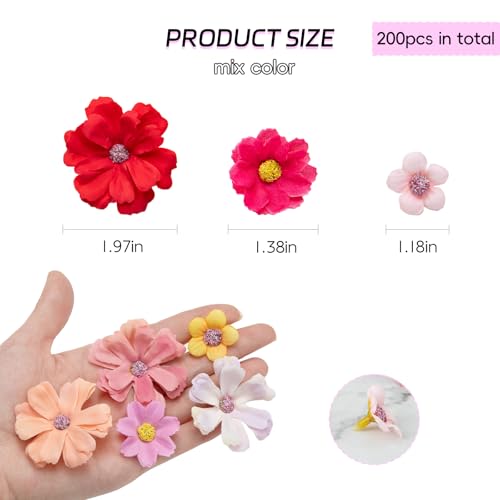CIPOWM 200pcs Mini Faux Flower Heads Artificial Flower Heads Small Silk Flower Fake Daisy Peony Flowers for Craft Garland Wedding Party Supply Home Decoration - Image 2