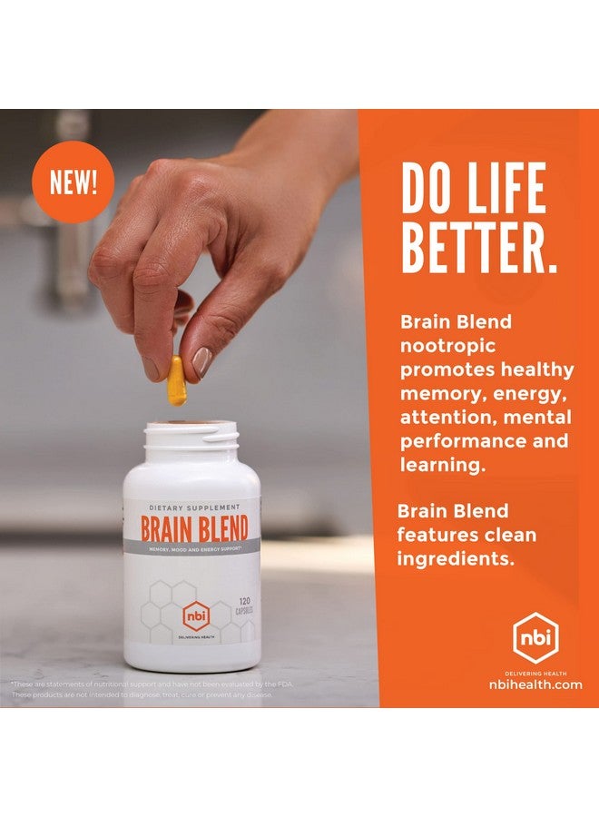 NBI Brain Blend For Memory Focus Concentration Cognitive Function For Men & Women ; Caffeinefree With Alcar Alpha Lipoic Acid Huperzine A Turmeric ; Nootropic ; 120Ct Capsules - Image 5