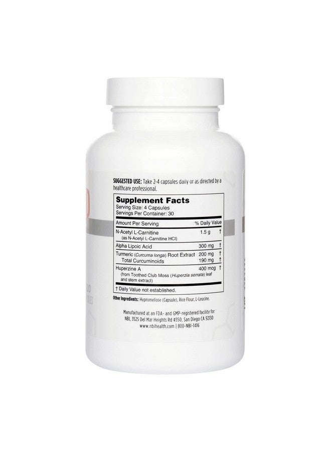 NBI Brain Blend For Memory Focus Concentration Cognitive Function For Men & Women ; Caffeinefree With Alcar Alpha Lipoic Acid Huperzine A Turmeric ; Nootropic ; 120Ct Capsules - Image 3