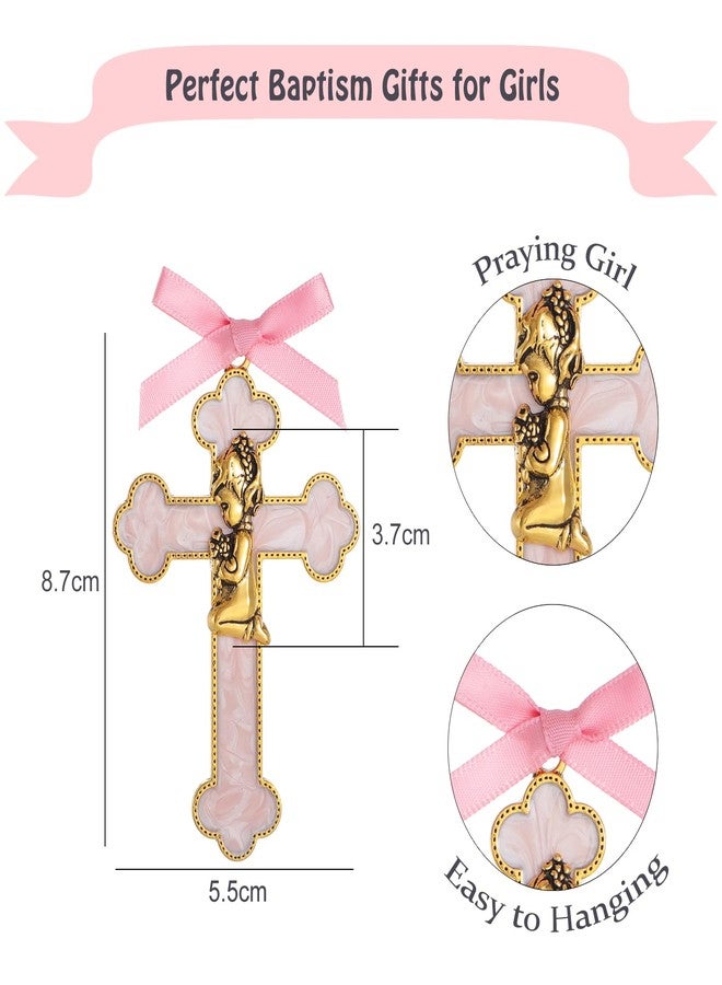 KOMI Baptism Gifts for Girls Pink Enamel Baby Wall Cross Christening Gifts Praying Girl Cross Christening and Dedication Baptismal Gifts from Godmother - Image 4