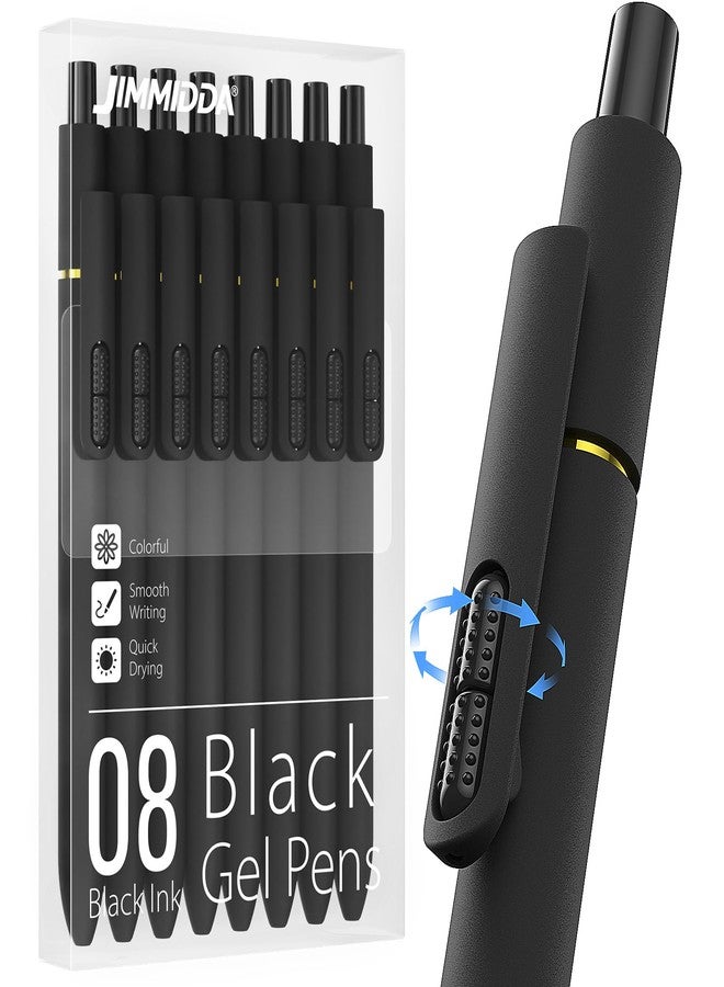 JIMMIDDA 8 Pcs Gel Pens, 0.7mm Black Ink Pens Medium Point, Quick Drying Smooth Writing, Fidget Rotating Retractable Pen for Men Women (Black - 8 Pcs) - Image 1