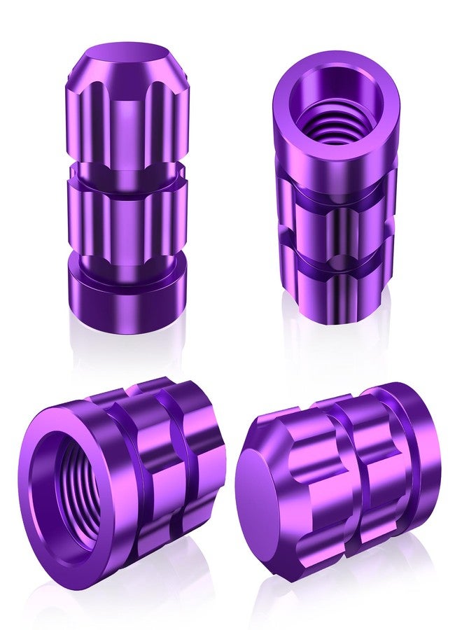 QUARKACE Tire Valve caps, Universal Valve Stem Caps for Car, Motorcycle and Bike, Non-Fading Bright Color, Corrosion Resistant Coating, Air Leakproof Metal Tire Caps 4 Pack - Purple - Image 1