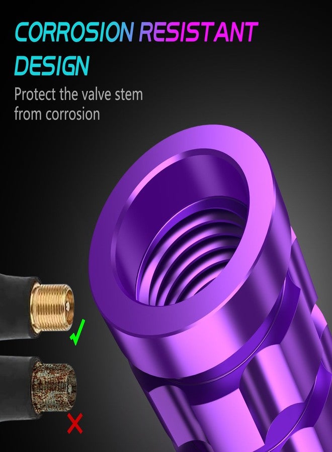 QUARKACE Tire Valve caps, Universal Valve Stem Caps for Car, Motorcycle and Bike, Non-Fading Bright Color, Corrosion Resistant Coating, Air Leakproof Metal Tire Caps 4 Pack - Purple - Image 3