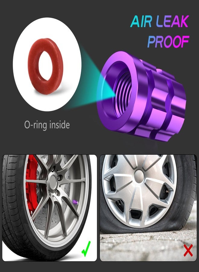 QUARKACE Tire Valve caps, Universal Valve Stem Caps for Car, Motorcycle and Bike, Non-Fading Bright Color, Corrosion Resistant Coating, Air Leakproof Metal Tire Caps 4 Pack - Purple - Image 4