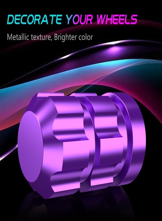 QUARKACE Tire Valve caps, Universal Valve Stem Caps for Car, Motorcycle and Bike, Non-Fading Bright Color, Corrosion Resistant Coating, Air Leakproof Metal Tire Caps 4 Pack - Purple - Image 2