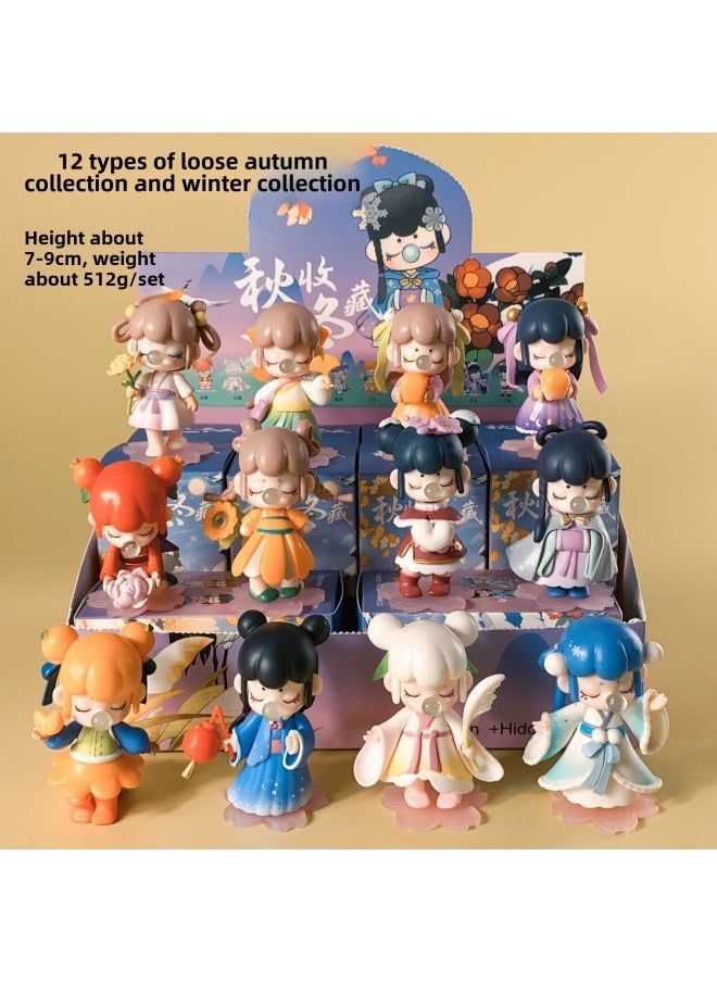 Generic - Ruolai's Tang Dynasty Fenghua Nanci Motherland Version Internet Celebrity Hand-made Office Cake Ornaments National Trend Blind Box Series-Color:Temperature | 1 Random Blind Box [if You Need A Complete Set Of 12 Pieces] - Image 1